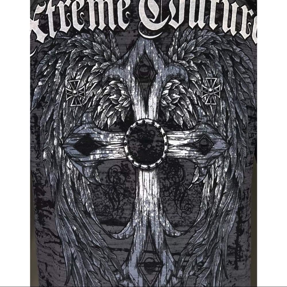 Xtreme Couture by Affliction Men's Zip up Hoodie SUPERIOR HEIST Biker Cross $88 - Picture 11 of 12